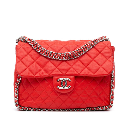 Chanel Maxi Washed Lambskin Chain Around Flap Rovelle Bags
