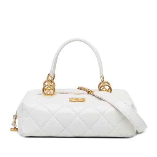 Chanel Métiers D'Art Cc Quilted Lambskin Box With Top Handle Bag Rovelle Bags