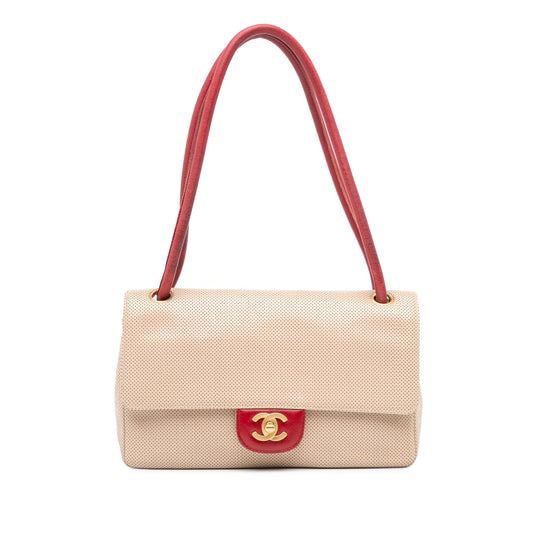 Chanel Medium Cc Perforated Calfskin Single Flap Rovelle Bags