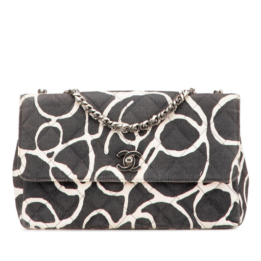 Chanel Medium Cc Quilted Printed Canvas Single Flap Rovelle Bags