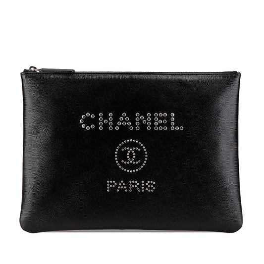 Chanel Medium Caviar Deauville Studded O Case Clutch Rovelle Bags