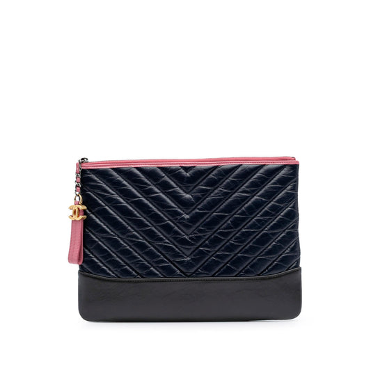 Chanel Medium Chevron Aged Calfskin Gabrielle Cosmetic Clutch Rovelle Bags