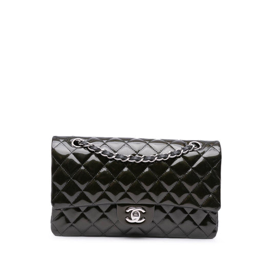 Chanel Medium Classic Striped Patent Double Flap Rovelle Bags