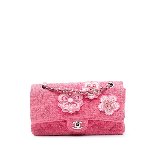 Chanel Medium Classic Tweed Beaded Flower Double Flap Rovelle Bags