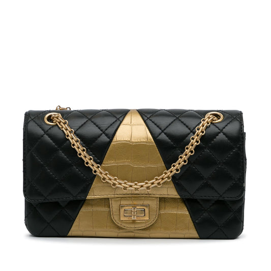Chanel Medium Croc Embossed Lambskin 2 55 Reissue Double Flap Bag Rovelle Bags