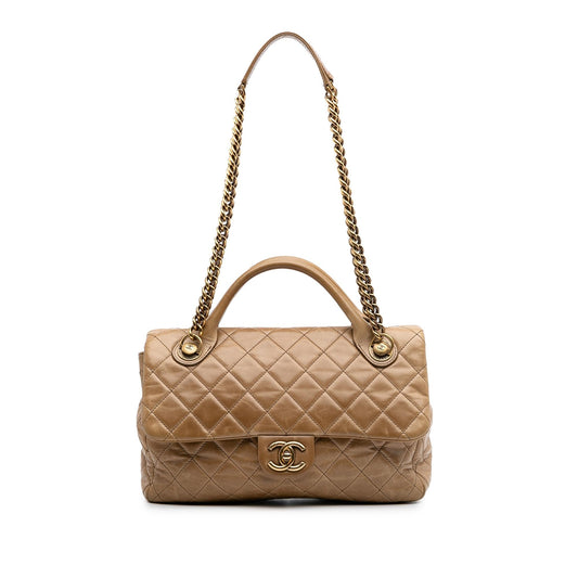 Chanel Medium Glazed Calfskin Castle Rock Top Handle Flap Rovelle Bags