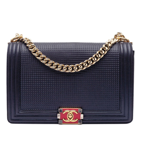 Chanel Medium Lambskin Embossed Cube Boy Flap Rovelle Bags