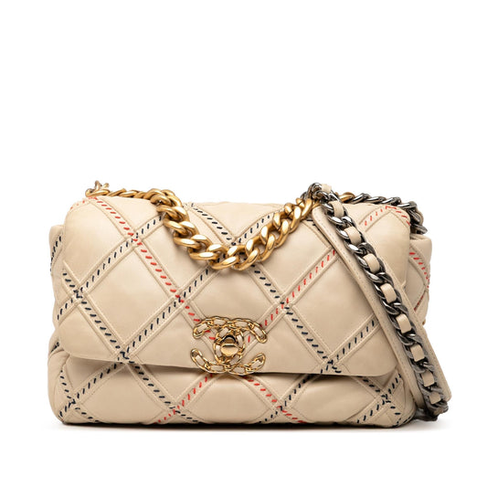 Chanel Medium Lambskin Stitched 19 Flap Rovelle Bags