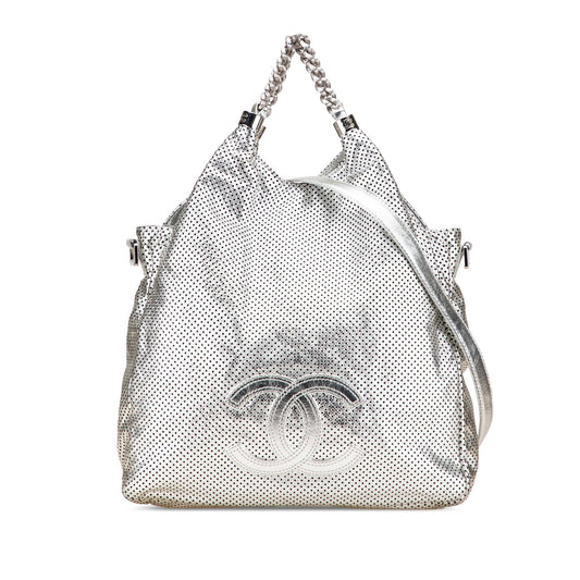 Chanel Medium Metallic Glazed Calfskin Perforated Rodeo Drive Satchel Rovelle Bags