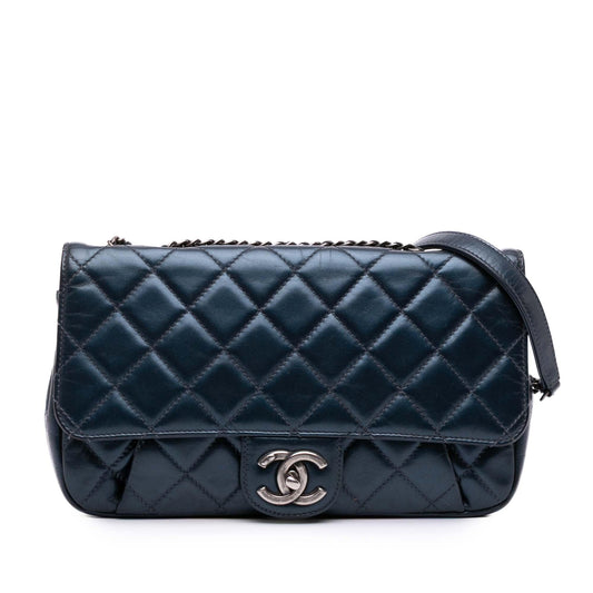 Chanel Medium Quilted Glazed Calfskin Coco Pleats Flap Rovelle Bags