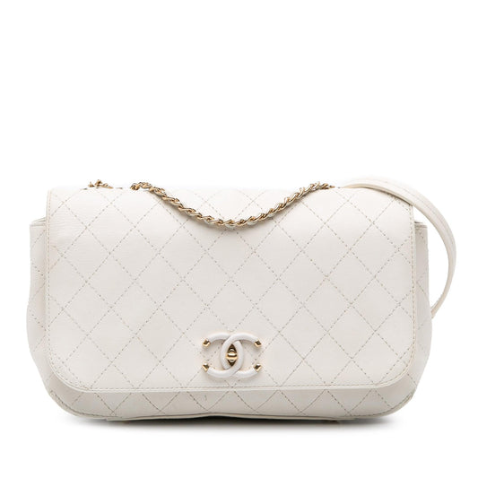 Chanel Medium Stitched Calfskin Covered Cc Flap Rovelle Bags