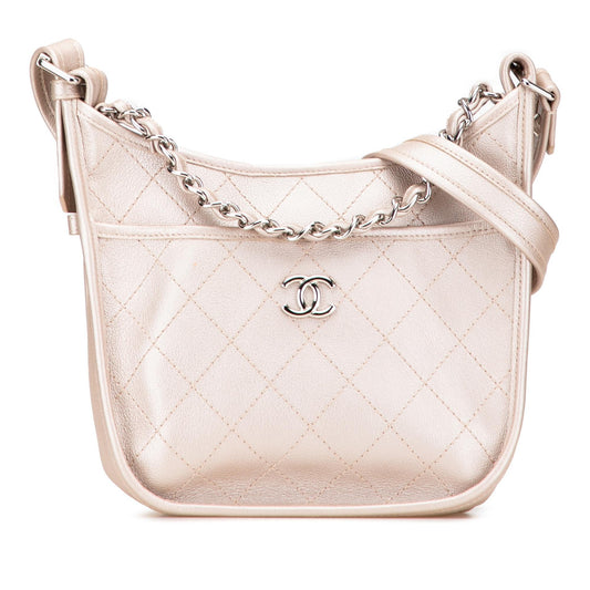 Chanel Metallic Calfskin Quilted Jungle Stroll Hobo Rovelle Bags