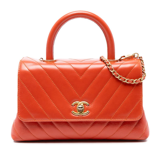 Chanel Mini Chevron Lambskin Coco Top Handle Bag Rovelle Bags
