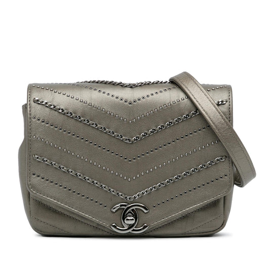 Chanel Mini Embellished Calfskin Chevron Square Envelop Flap Rovelle Bags