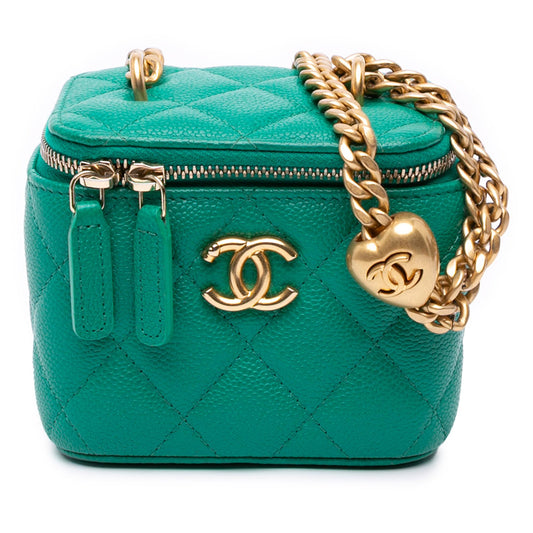 Chanel Mini Quilted Caviar Cc Sweetheart Vanity Case With Chain Rovelle Bags