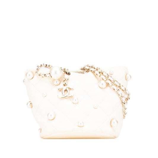 Chanel Mini Quilted Lambskin About Pearls Drawstring Bucket Bag Rovelle Bags