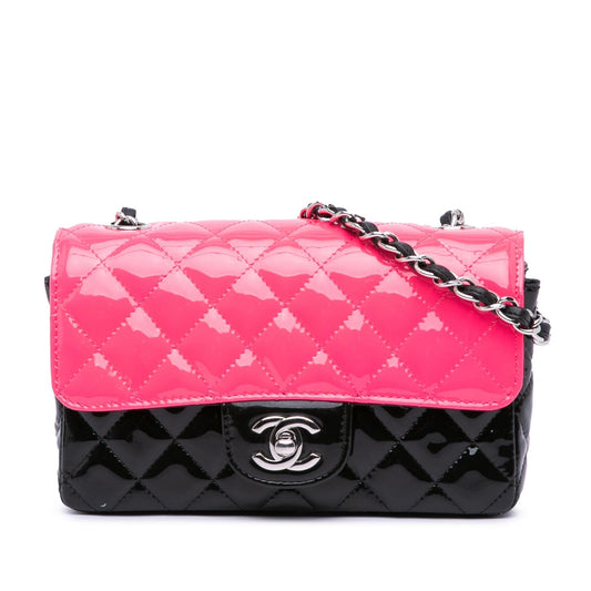 Chanel Mini Rectangular Classic Bicolor Patent Single Flap Rovelle Bags