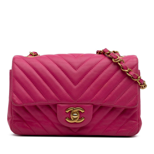 Chanel Mini Rectangular Classic Chevron Lambskin Single Flap Rovelle Bags