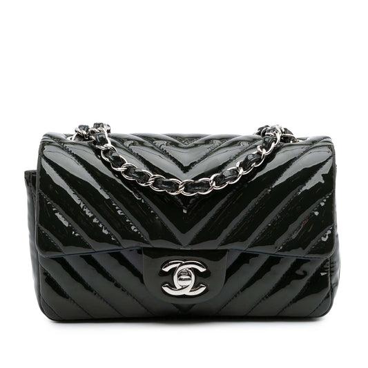Chanel Mini Rectangular Classic Chevron Patent Single Flap Rovelle Bags