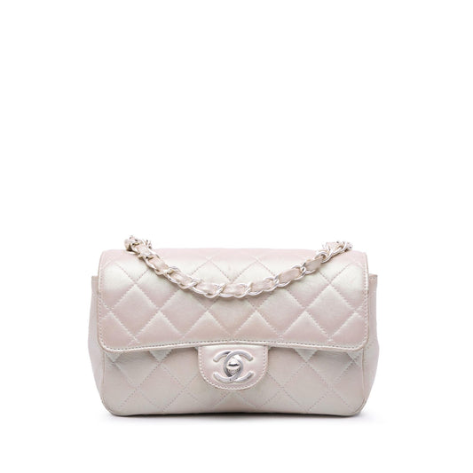 Chanel Mini Rectangular Classic Iridescent Lambskin Single Flap Rovelle Bags