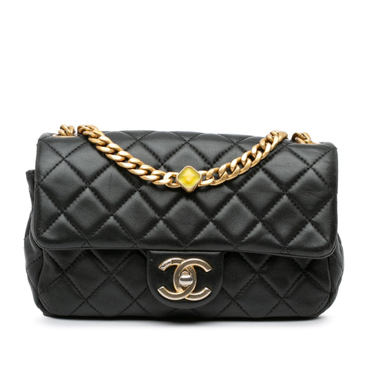 Chanel Mini Rectangular Lambskin Pearl Samba Single Flap Rovelle Bags