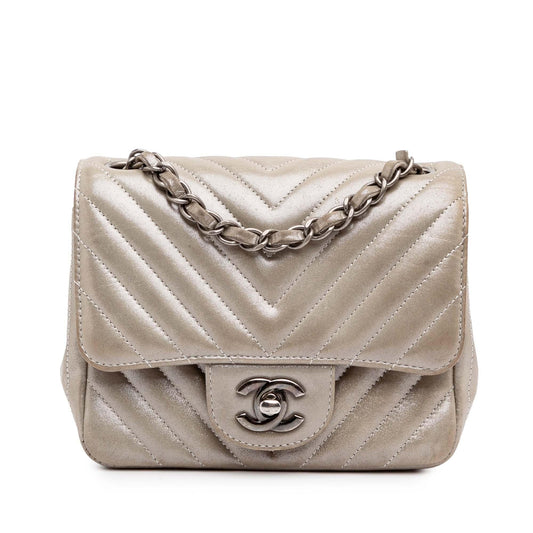 Chanel Mini Square Classic Chevron Iridescent Lambskin Single Flap Rovelle Bags