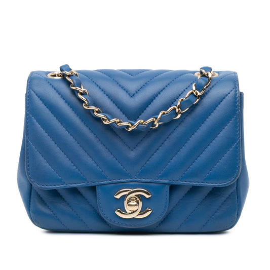 Chanel Mini Square Classic Chevron Lambskin Single Flap Rovelle Bags
