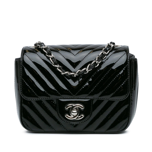 Chanel Mini Square Classic Chevron Patent Flap Rovelle Bags