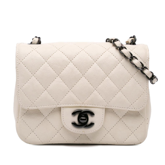 Chanel Mini Square Classic Crumpled Calfskin Single Flap Rovelle Bags