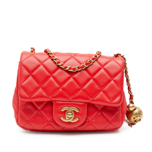 Chanel Mini Square Classic Lambskin Pearl Crush Single Flap Rovelle Bags
