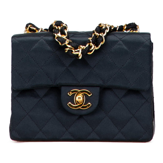 Chanel Mini Square Quilted Satin Single Flap Rovelle Bags