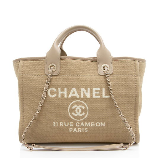 Chanel Mixed Fibers Deauville Small Tote Rovelle Bags