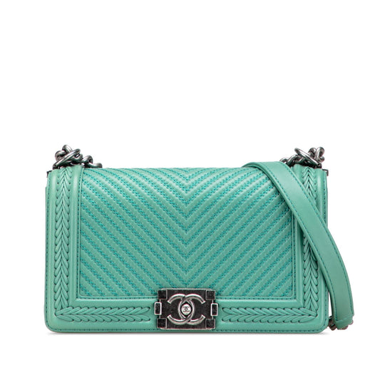 Chanel New Medium Braided Chevron Lambskin Boy Flap Rovelle Bags
