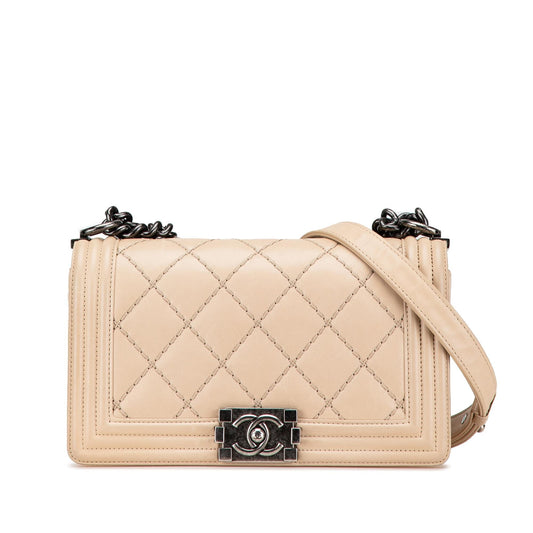 Chanel Old Medium Aged Calfskin Double Stitch Boy Flap Rovelle Bags