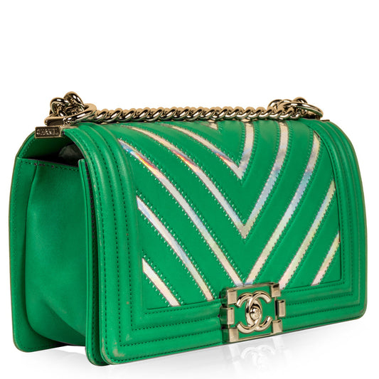 Chanel Pvc Iridescent Boy Bag Medium Rovelle Bags