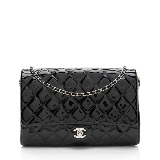 Chanel Patent Leather Classic Chain Flap Clutch Rovelle Bags