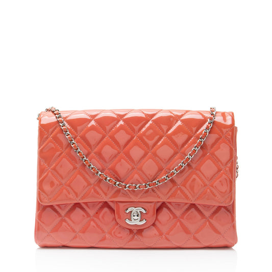 Chanel Patent Leather Chain Flap Clutch Rovelle Bags