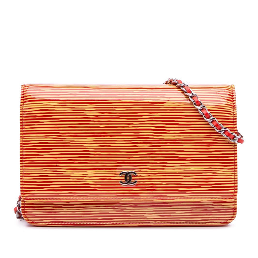 Chanel Patent Striped Wallet On Chain Rovelle Bags
