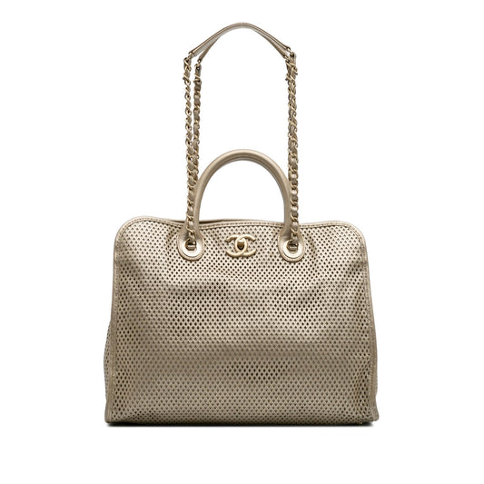 Chanel Perforated Metallic Calfskin Up In The Air Tote Rovelle Bags
