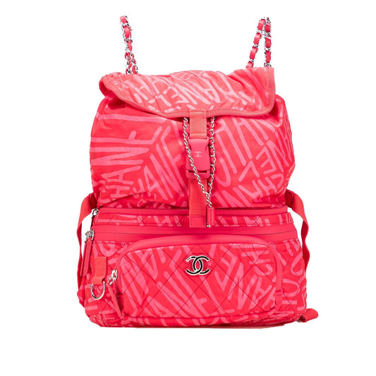 Chanel Printed Nylon Coco Neige Convertible Backpack Rovelle Bags
