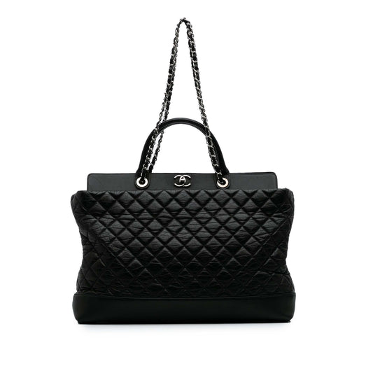 Chanel Quilted Aged Calfskin Be Cc Shopper Tote Rovelle Bags