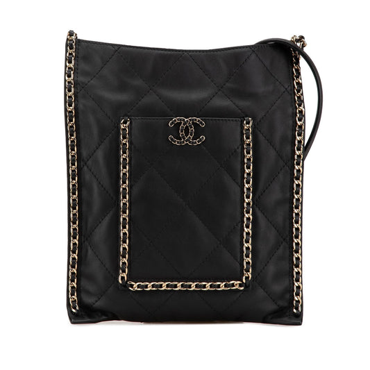 Chanel Quilted Calfskin Chain Flat Shoulder Bag Rovelle Bags