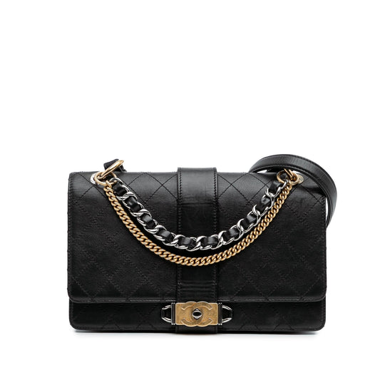 Chanel Quilted Calfskin Double Chain Top Handle Flap Rovelle Bags