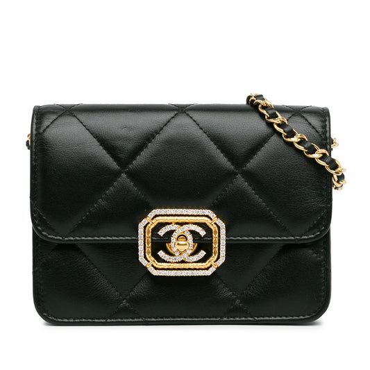 Chanel Quilted Calfskin Strass Clutch With Chain Flap Rovelle Bags