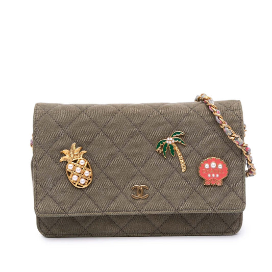 Chanel Quilted Canvas Coco Cuba Charms Wallet On Chain Rovelle Bags