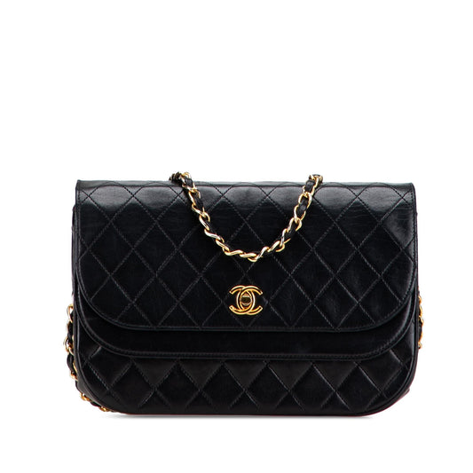 Chanel Quilted Lambskin Half Moon Double Flap Rovelle Bags