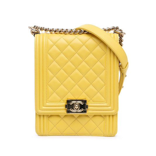 Chanel Quilted Lambskin North South Boy Flap Rovelle Bags