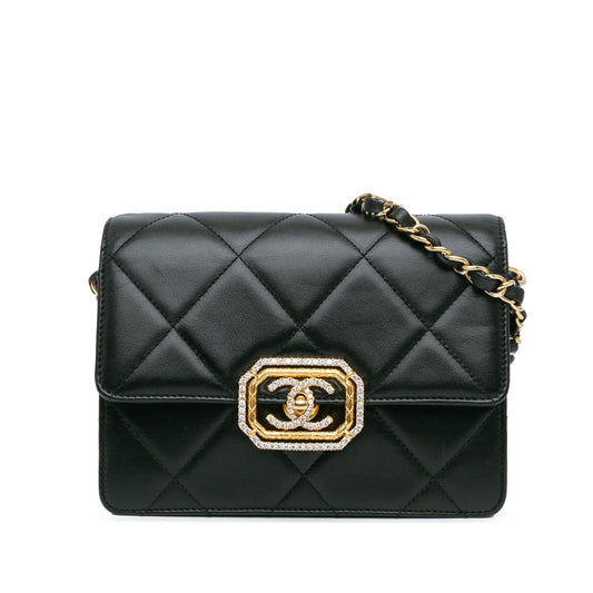 Chanel Quilted Lambskin Octagonal Buckle Crossbody Rovelle Bags
