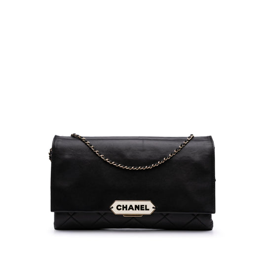 Chanel Quilted Lambskin Retro Label Shoulder Bag Rovelle Bags