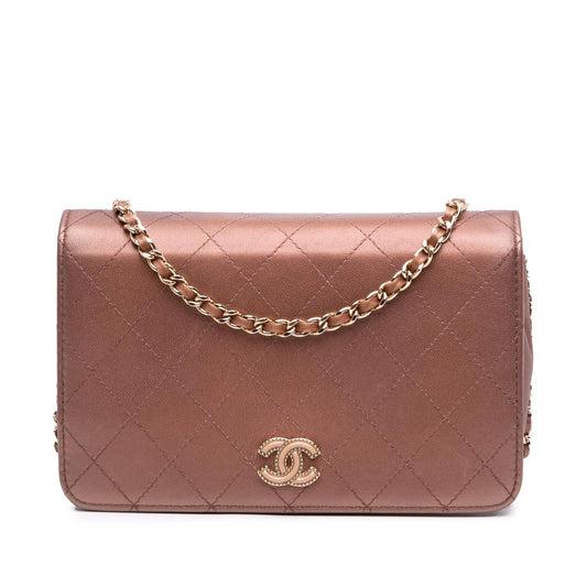 Chanel Quilted Metallic Lambskin Enamel Cc Wallet On Chain Rovelle Bags
